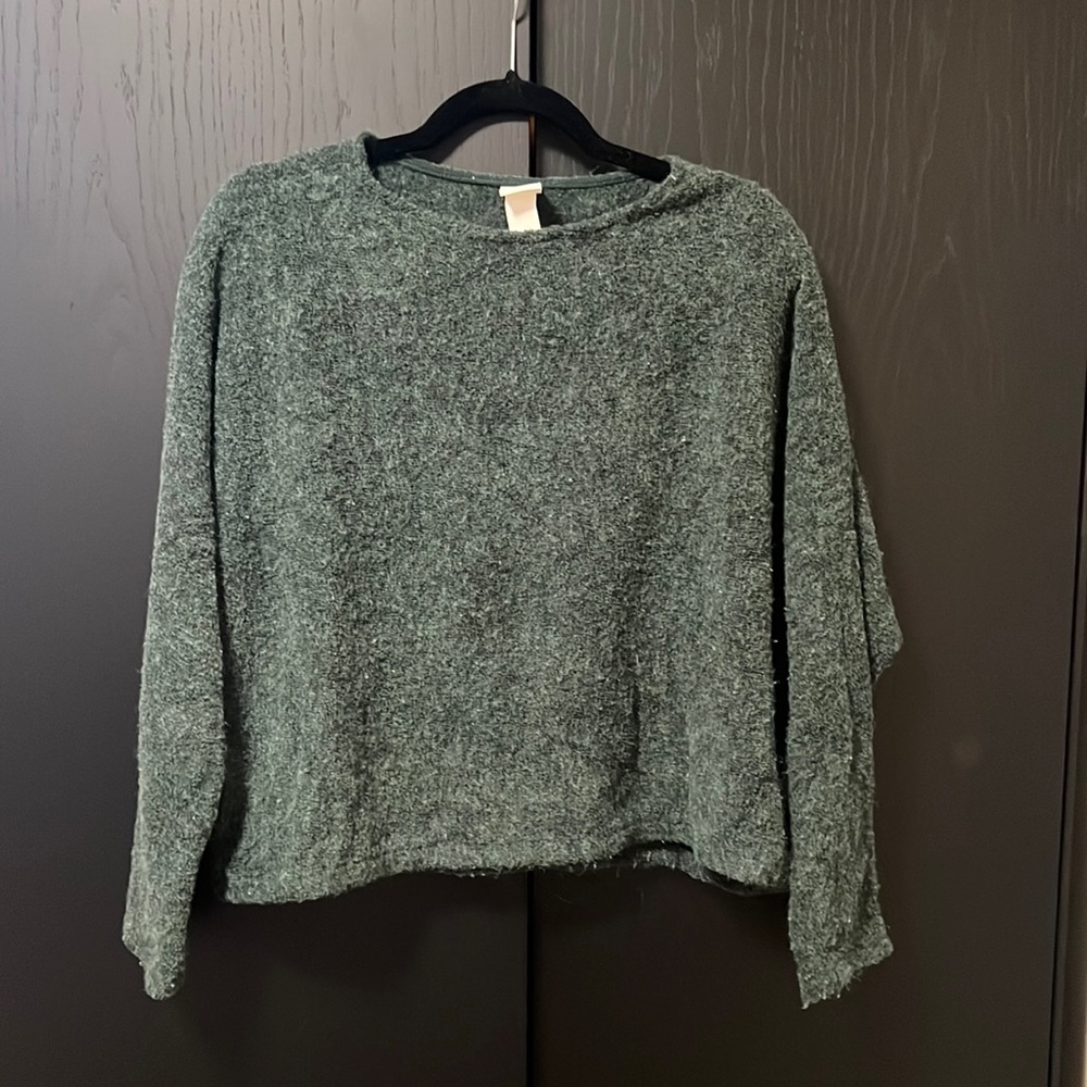 Slouchy green textured sweater